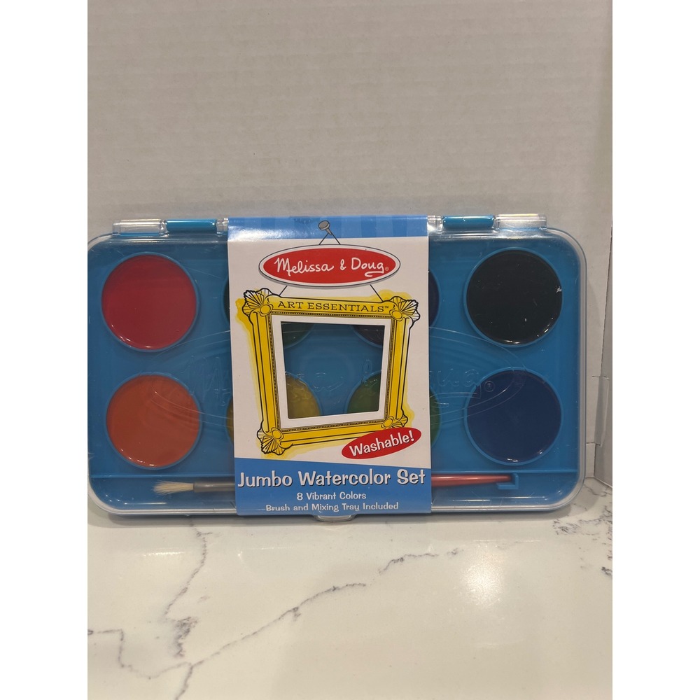 Melissa & Doug Jumbo Watercolor Set 8 Vibrant Colors Washable Art Essentials NEW